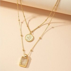 Geometric Charm Layered Necklace
